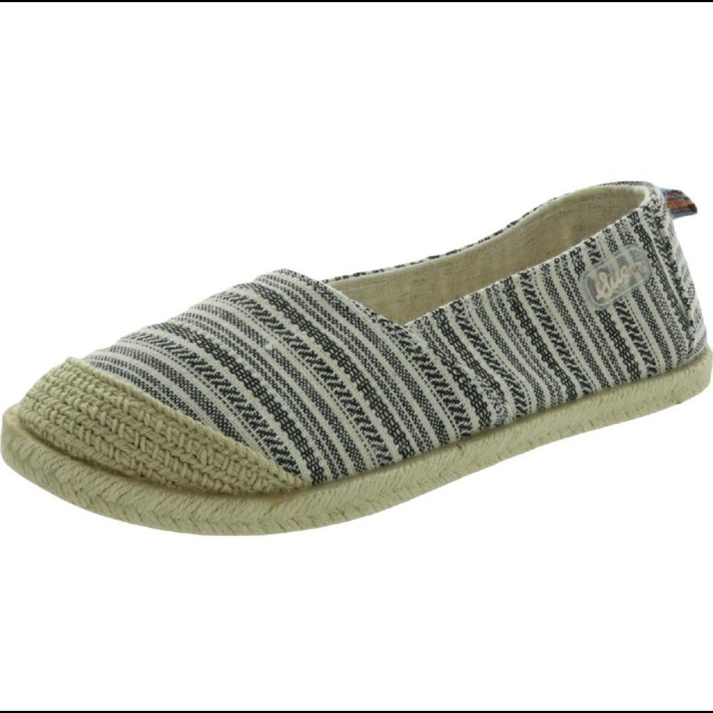 Sugar Womens Evermore black & cream patterned espadrille flats NWT size 8